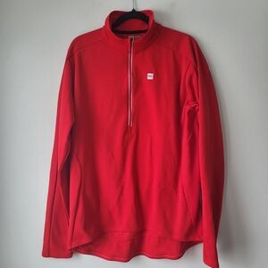 Mec men's red half-zip long sleeved outdoor cycling 3 pocket sweater Sz XL